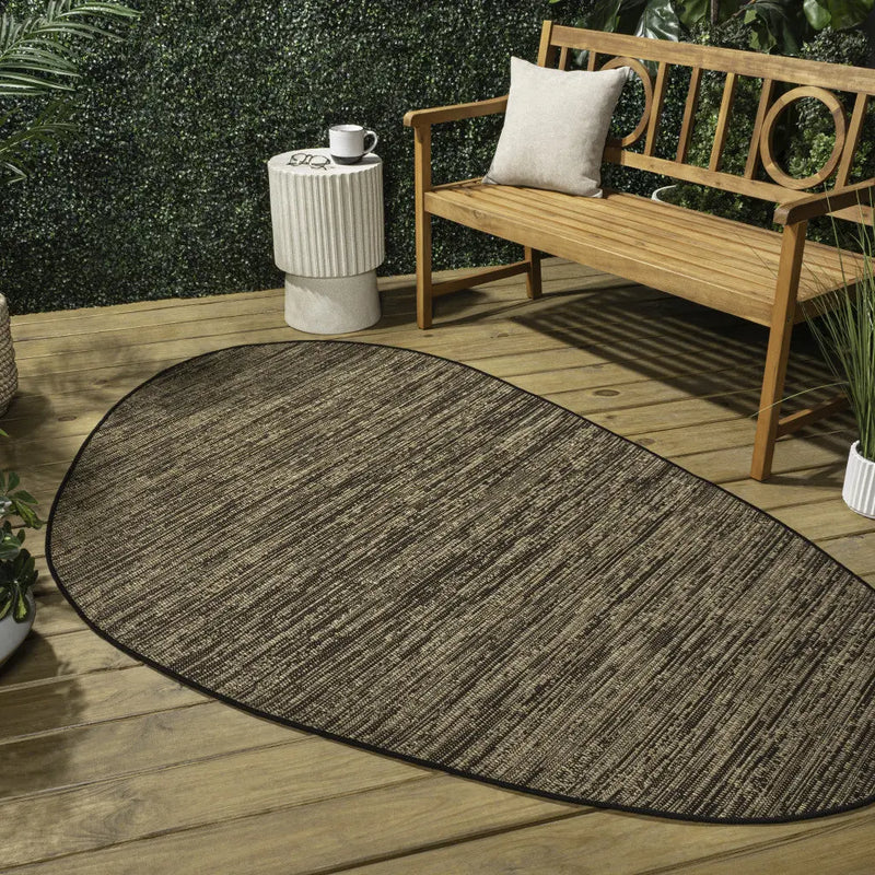 5' X 8' Brown And Black Medallion Indoor Outdoor Area Rug Homeroots Outdoor