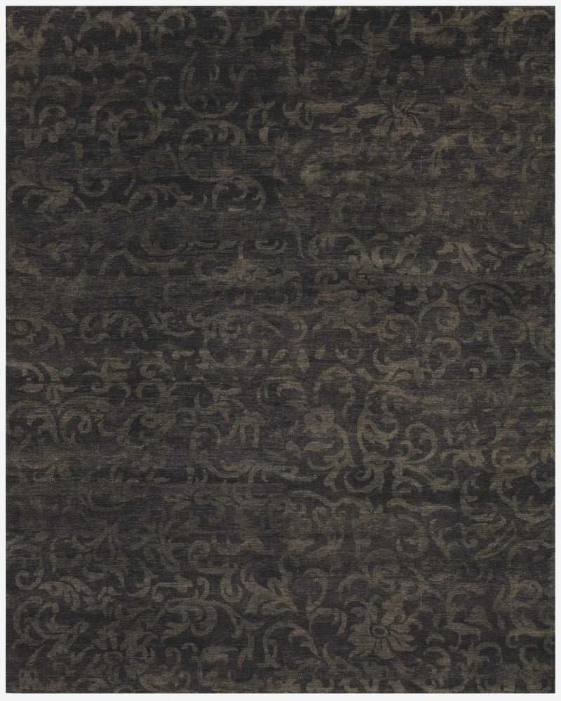 5' X 8' Brown And Black Wool Floral Hand Knotted Area Rug Homeroots Home Decor