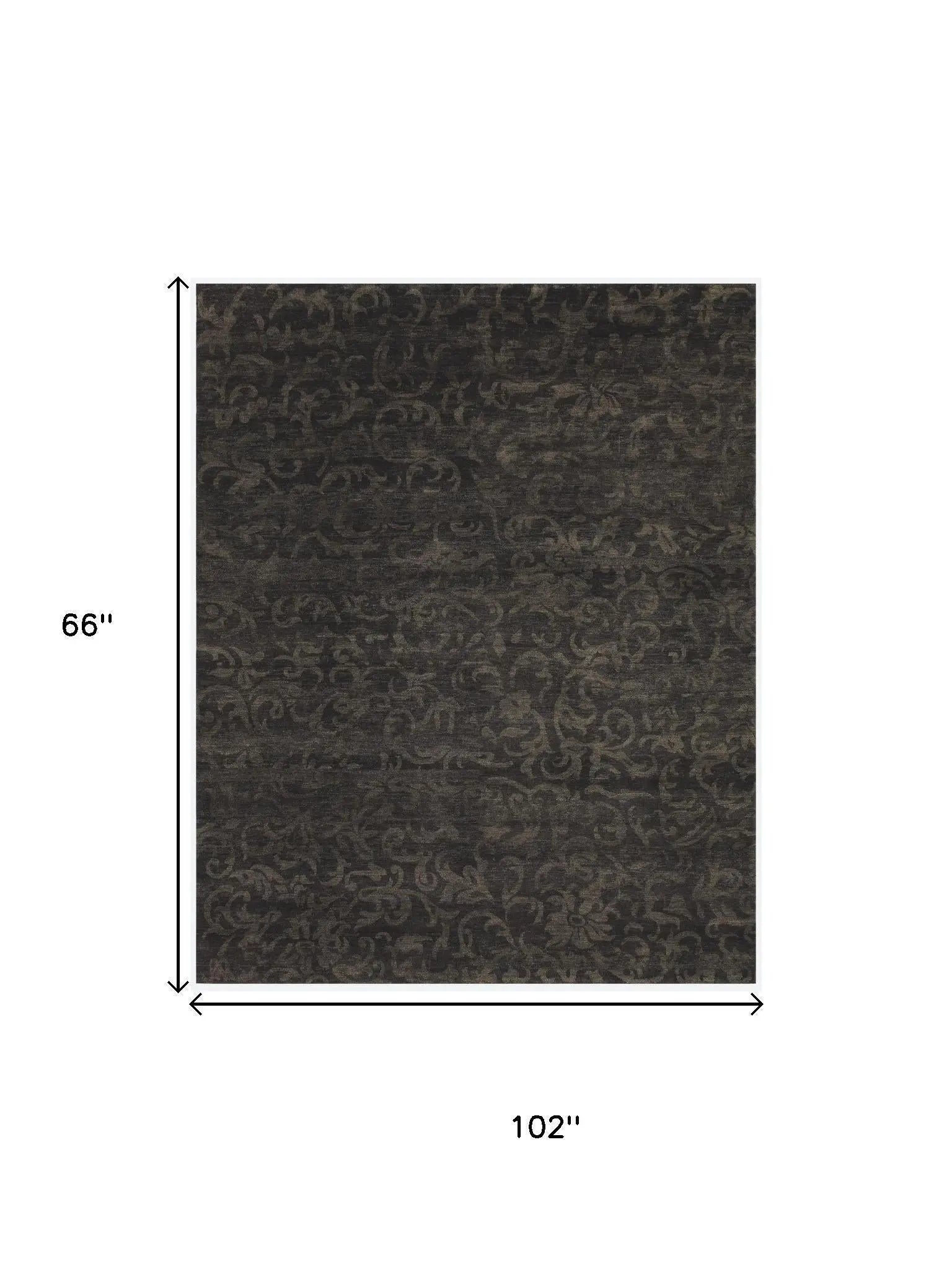 5' X 8' Brown And Black Wool Floral Hand Knotted Area Rug Homeroots Home Decor
