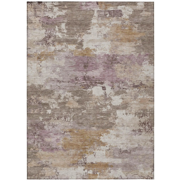 5' X 8' Brown And Blush Abstract Washable Indoor Outdoor Area Rug Homeroots Outdoor