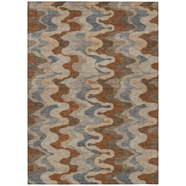 5' X 8' Brown And Chocolate Abstract Washable Indoor Outdoor Area Rug Homeroots Outdoor