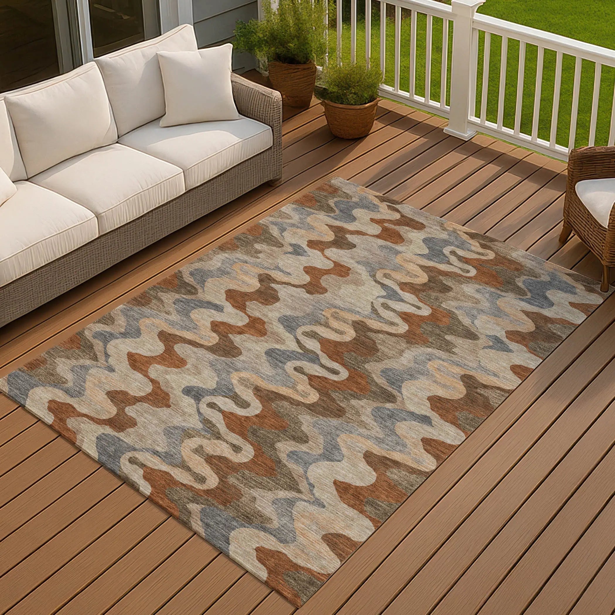 5' X 8' Brown And Chocolate Abstract Washable Indoor Outdoor Area Rug Homeroots Outdoor