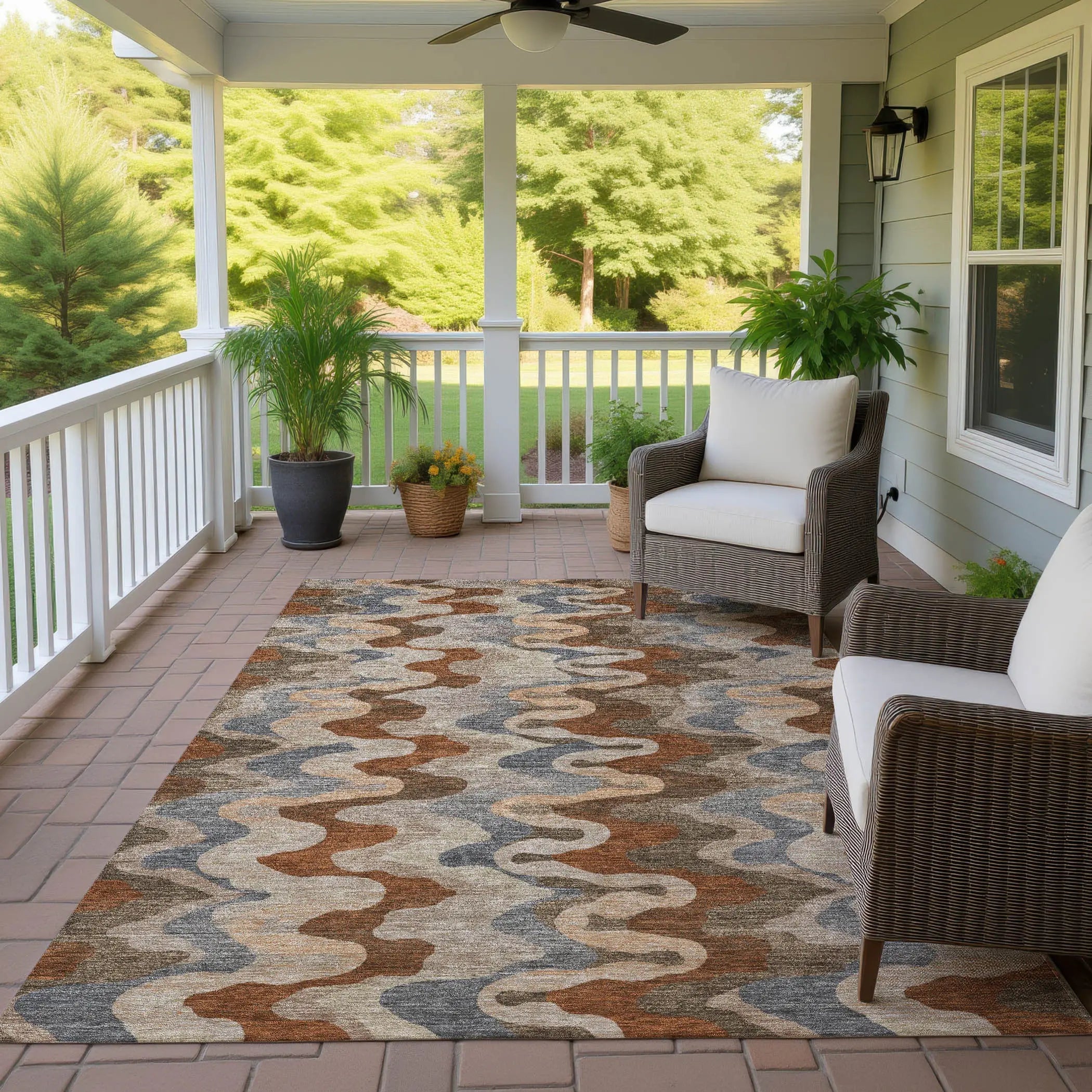 5' X 8' Brown And Chocolate Abstract Washable Indoor Outdoor Area Rug Homeroots Outdoor
