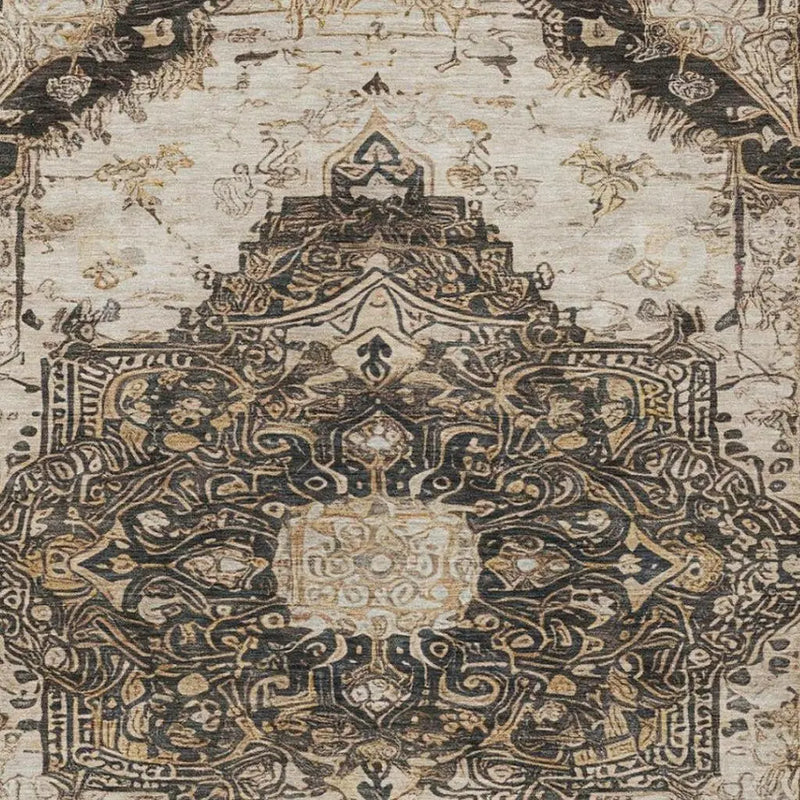 5' X 8' Brown And Chocolate Floral Medallion Washable Indoor Outdoor Area Rug Homeroots Outdoor