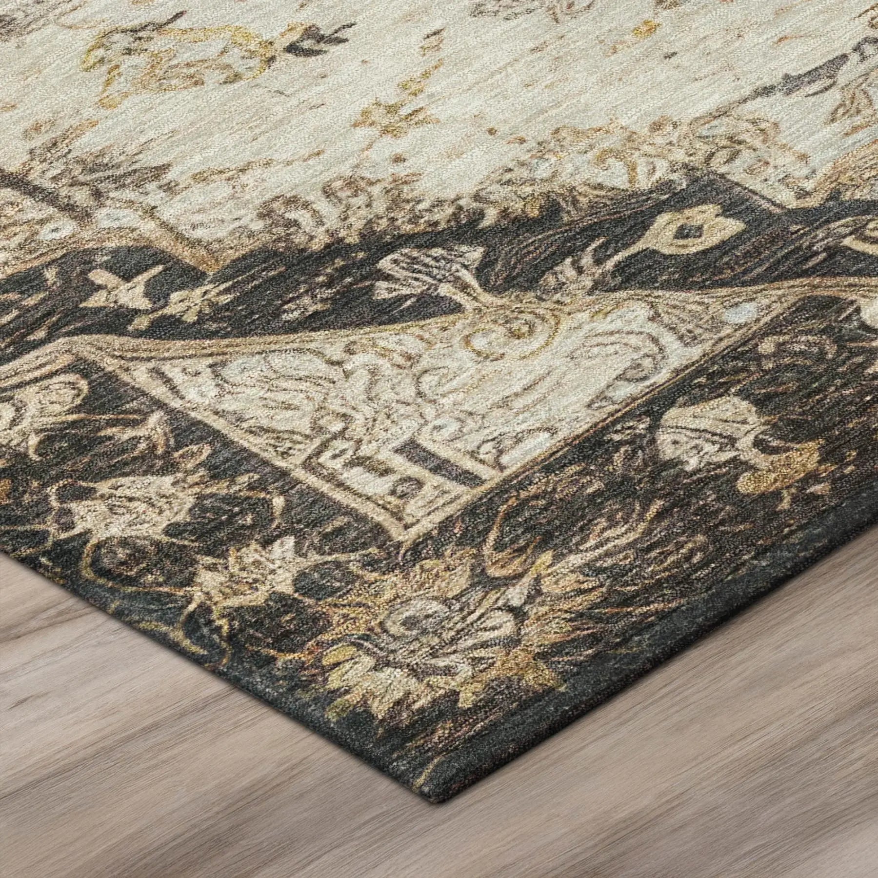 5' X 8' Brown And Chocolate Floral Medallion Washable Indoor Outdoor Area Rug Homeroots Outdoor