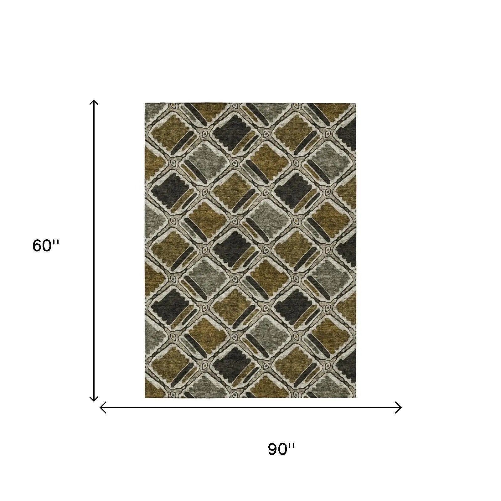 5' X 8' Brown And Chocolate Geometric Washable Indoor Outdoor Area Rug Homeroots Outdoor