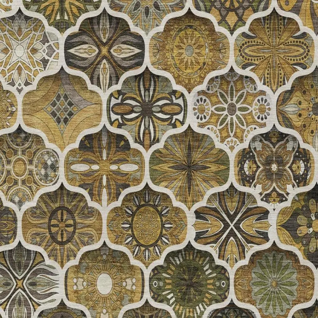 5' X 8' Brown And Chocolate Ogee Washable Indoor Outdoor Area Rug Homeroots Outdoor