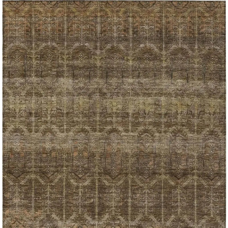 5' X 8' Brown And Chocolate Tribal Washable Indoor Outdoor Area Rug Homeroots Outdoor