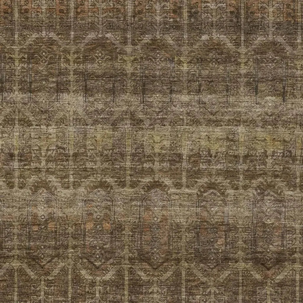 5' X 8' Brown And Chocolate Tribal Washable Indoor Outdoor Area Rug Homeroots Outdoor