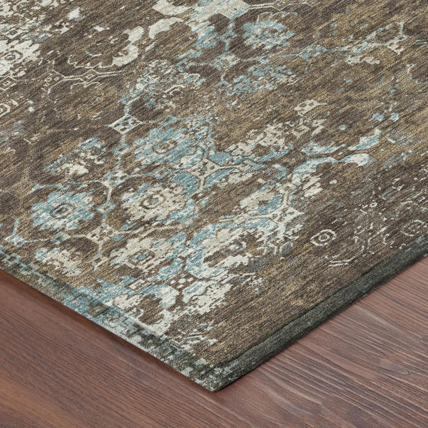 5' X 8' Brown And Coffee Floral Medallion Washable Indoor Outdoor Area Rug Homeroots Outdoor