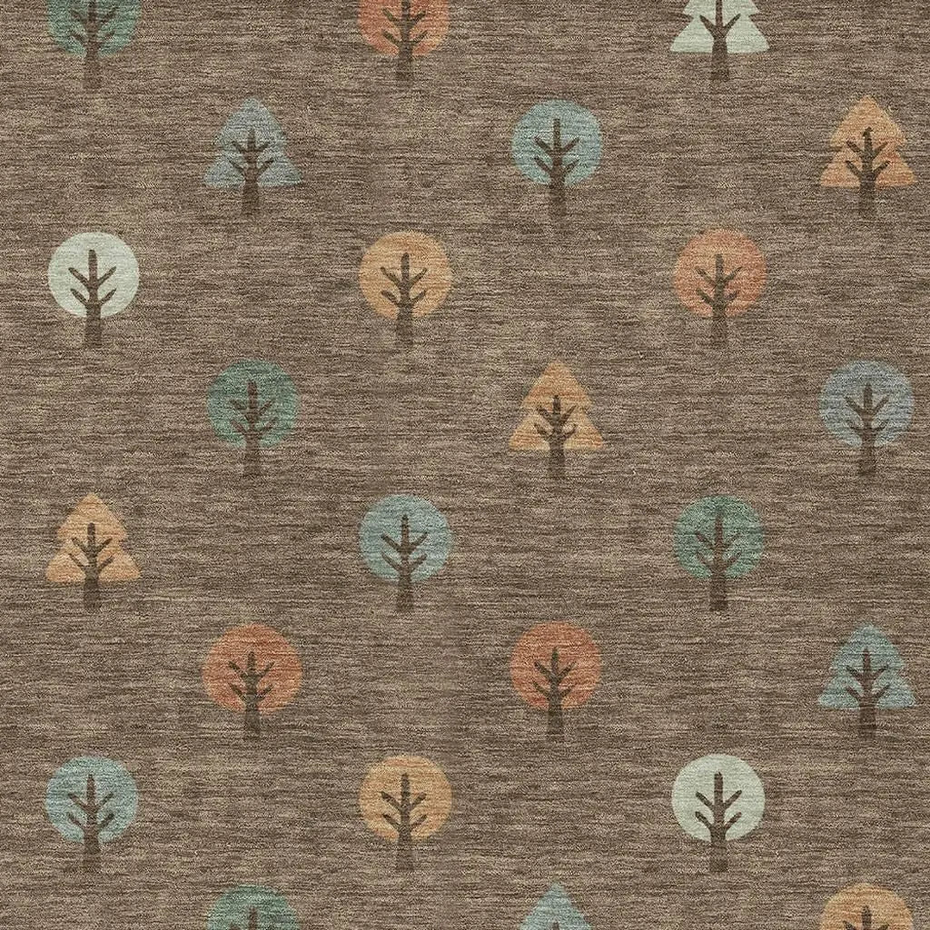 5' X 8' Brown And Copper Geometric Washable Indoor Outdoor Area Rug Homeroots Outdoor