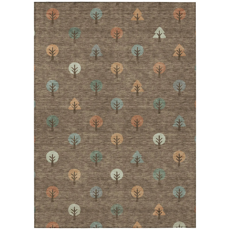 5' X 8' Brown And Copper Geometric Washable Indoor Outdoor Area Rug Homeroots Outdoor