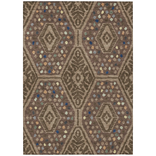 5' X 8' Brown And Copper Tribal Washable Indoor Outdoor Area Rug Homeroots Outdoor