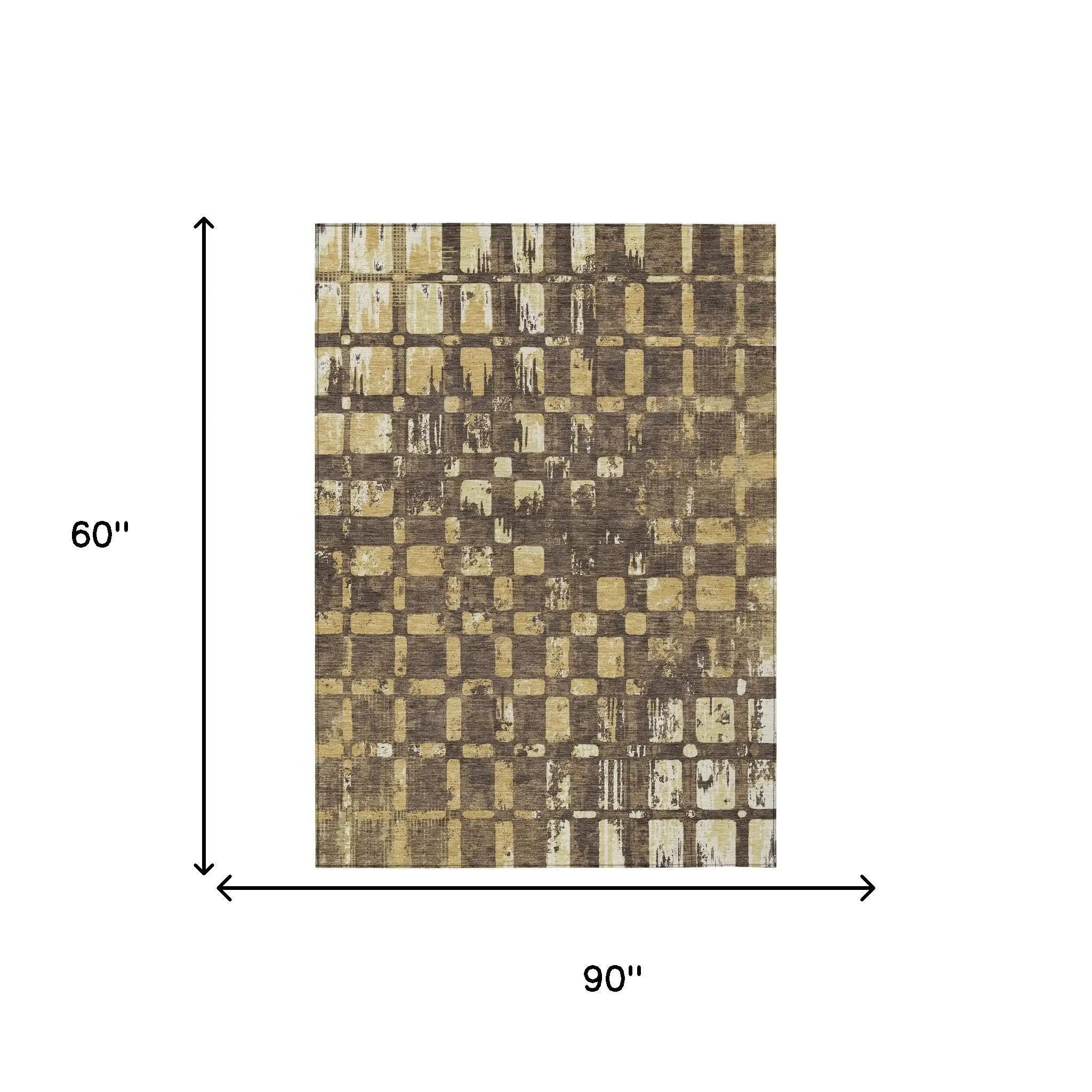 5' X 8' Brown And Gold Abstract Washable Indoor Outdoor Area Rug Homeroots Outdoor