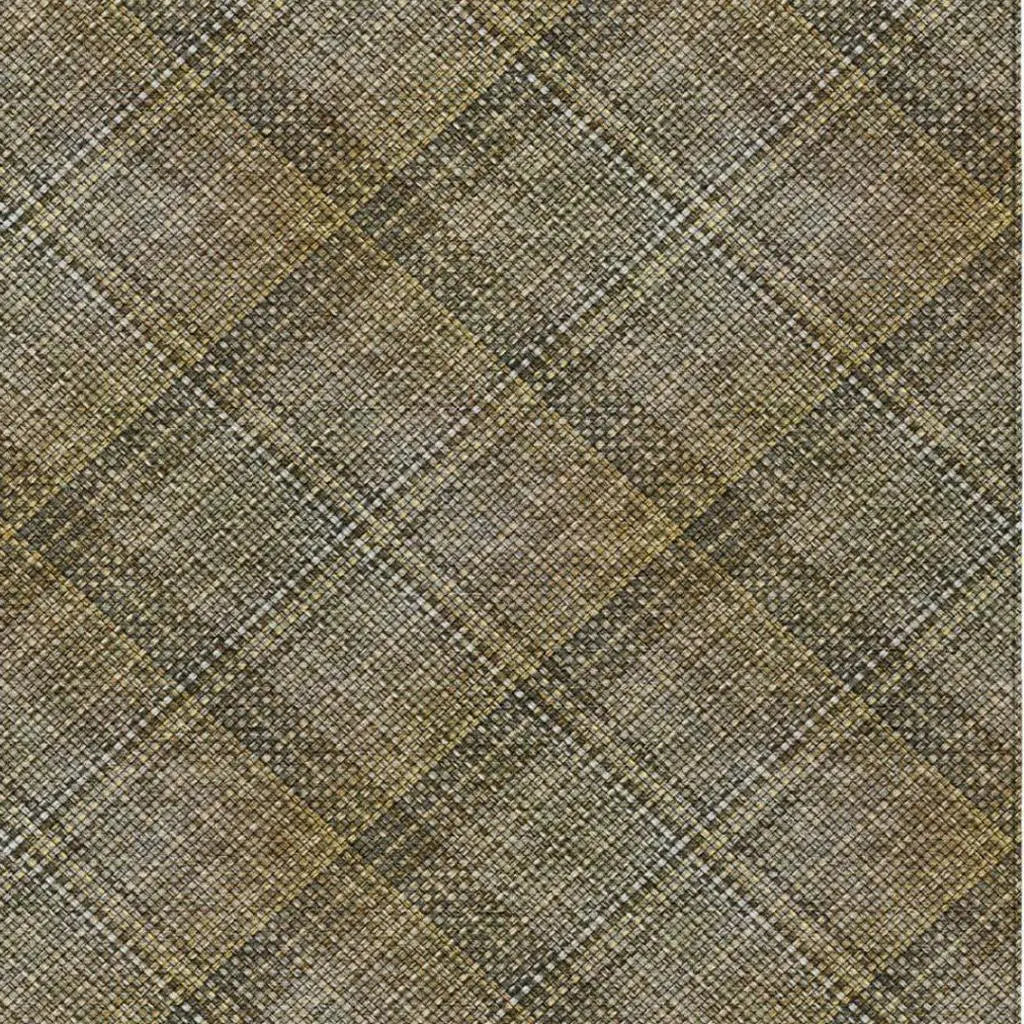 5' X 8' Brown And Gold Plaid Washable Indoor Outdoor Area Rug Homeroots Outdoor