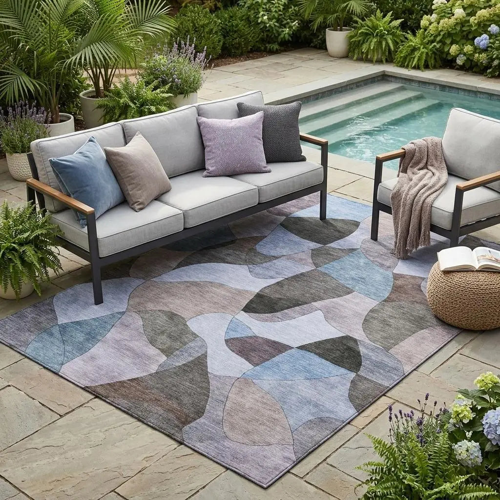 5' X 8' Brown And Graphite Abstract Washable Indoor Outdoor Area Rug Homeroots Outdoor