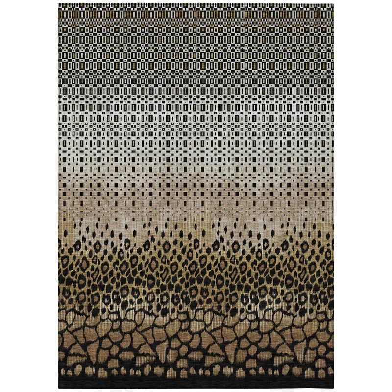 5' X 8' Brown And Graphite Geometric Washable Indoor Outdoor Area Rug Homeroots Outdoor