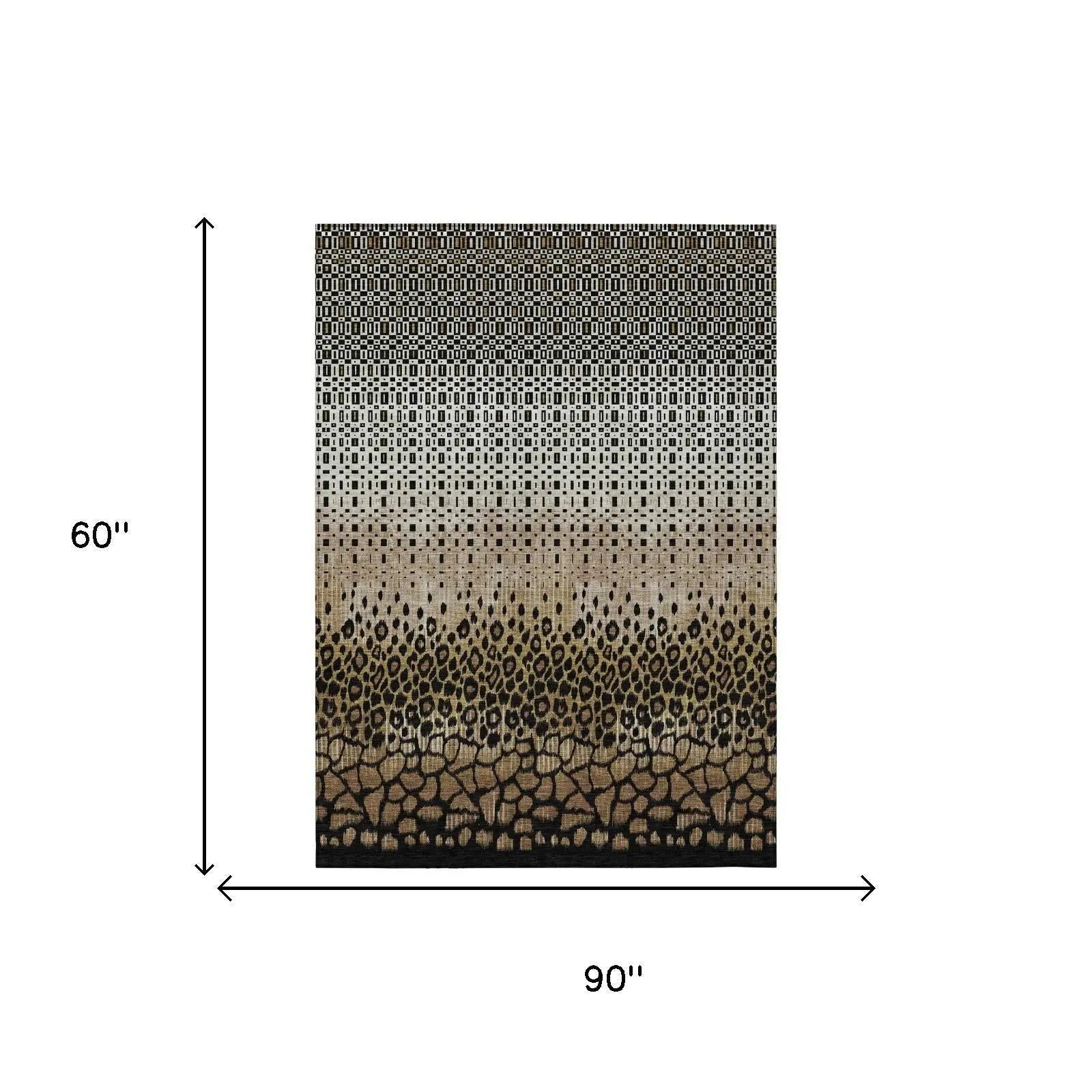 5' X 8' Brown And Graphite Geometric Washable Indoor Outdoor Area Rug Homeroots Outdoor