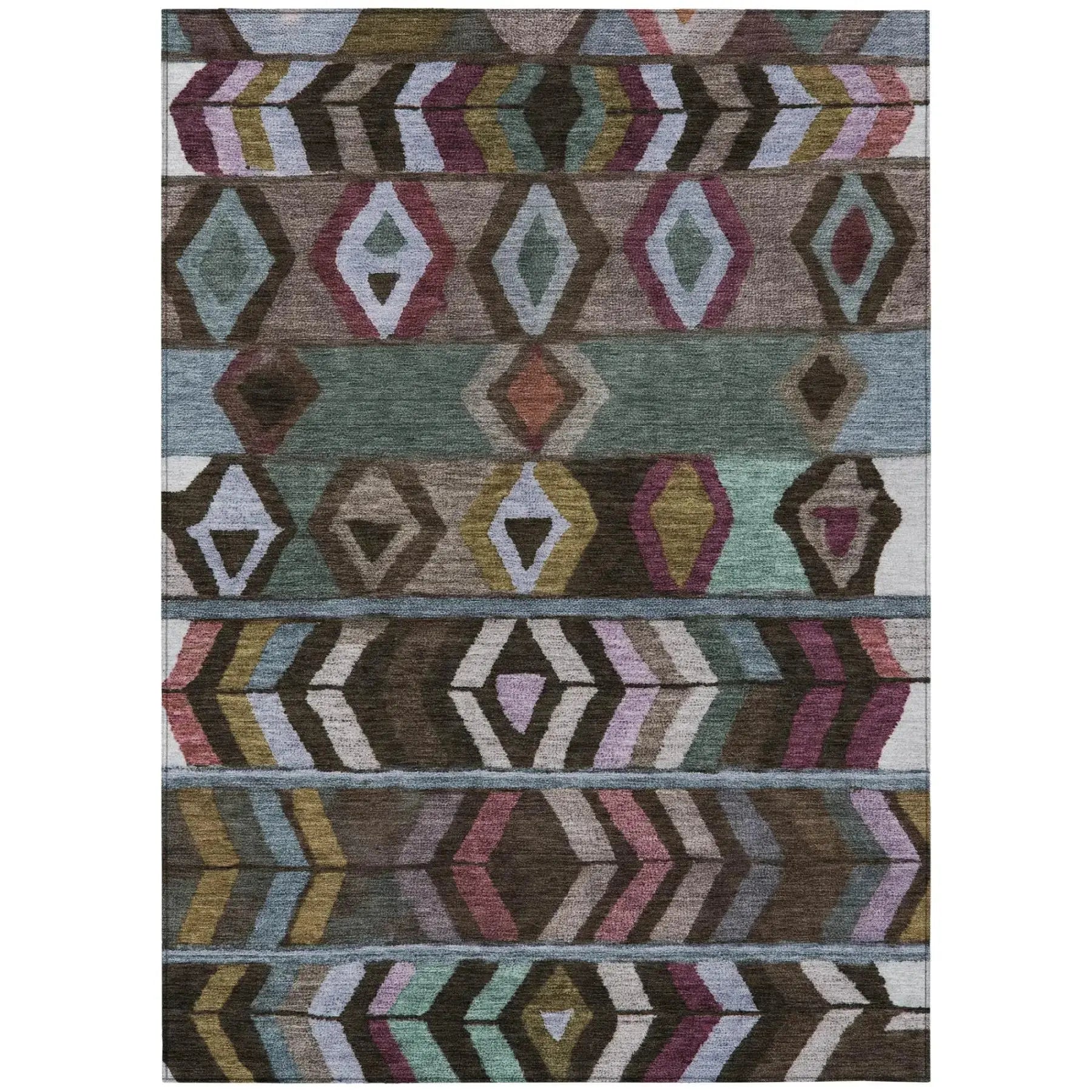 5' X 8' Brown And Graphite Tribal Washable Indoor Outdoor Area Rug Homeroots Outdoor