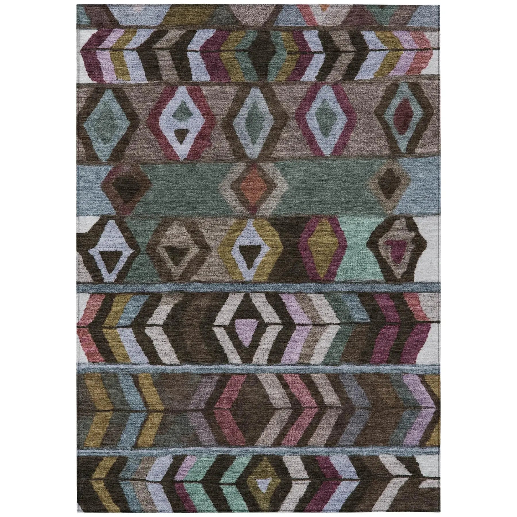 5' X 8' Brown And Graphite Tribal Washable Indoor Outdoor Area Rug Homeroots Outdoor