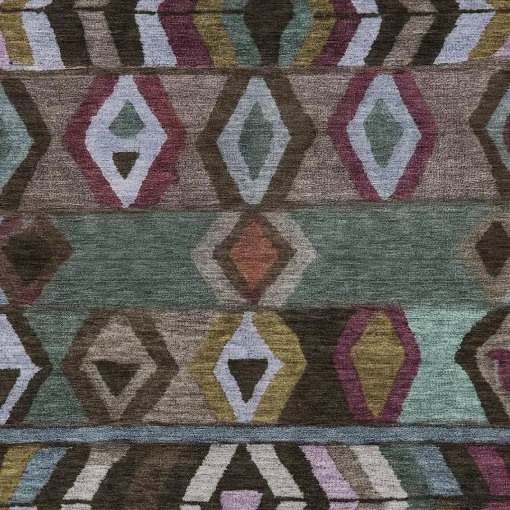 5' X 8' Brown And Graphite Tribal Washable Indoor Outdoor Area Rug Homeroots Outdoor