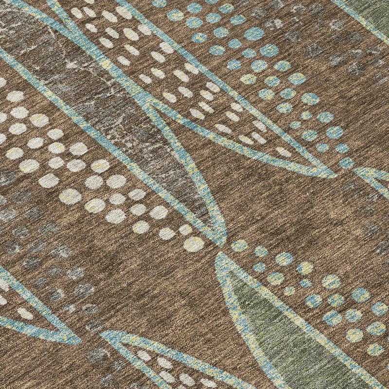 5' X 8' Brown And Gray Geometric Washable Indoor Outdoor Area Rug Homeroots Outdoor