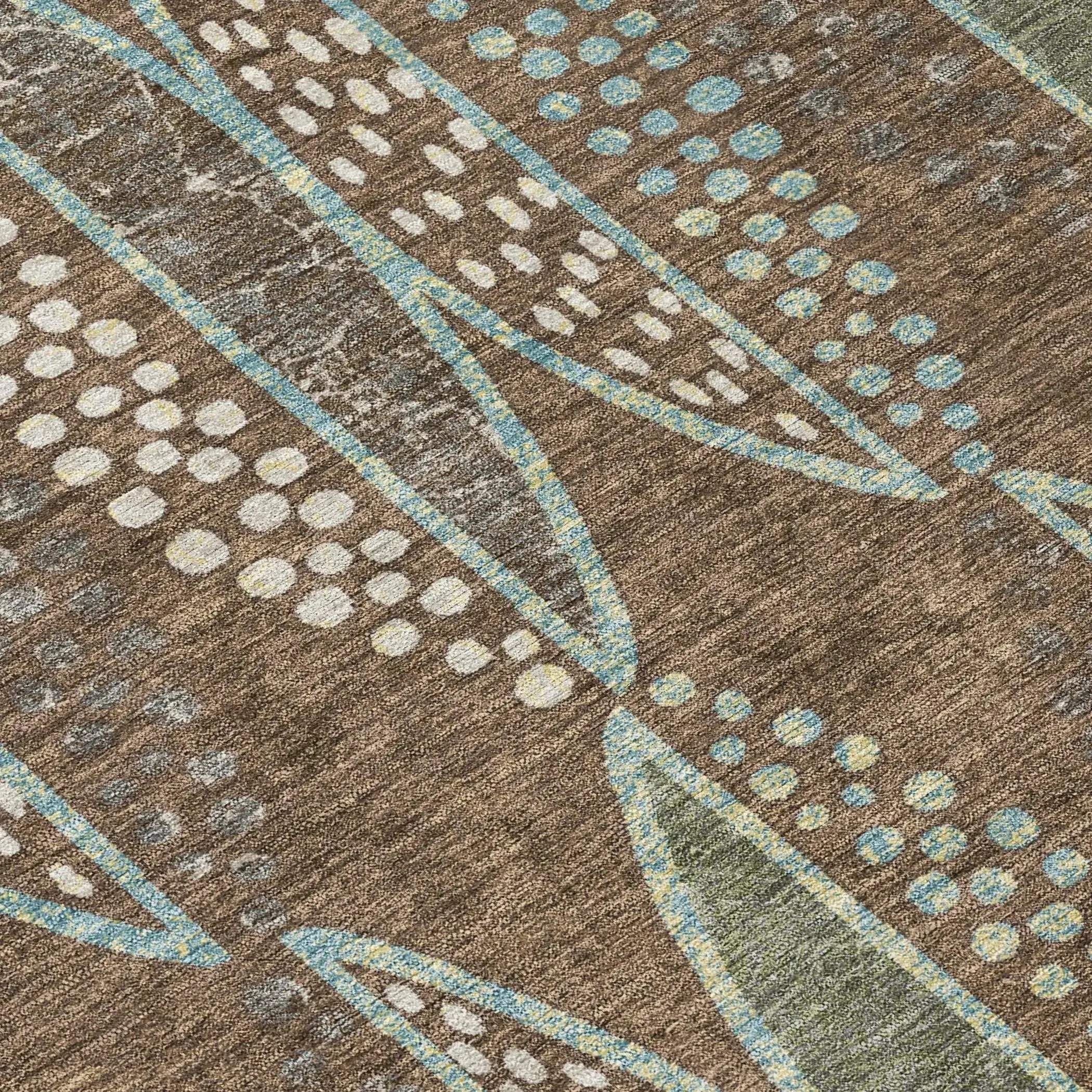 5' X 8' Brown And Gray Geometric Washable Indoor Outdoor Area Rug Homeroots Outdoor