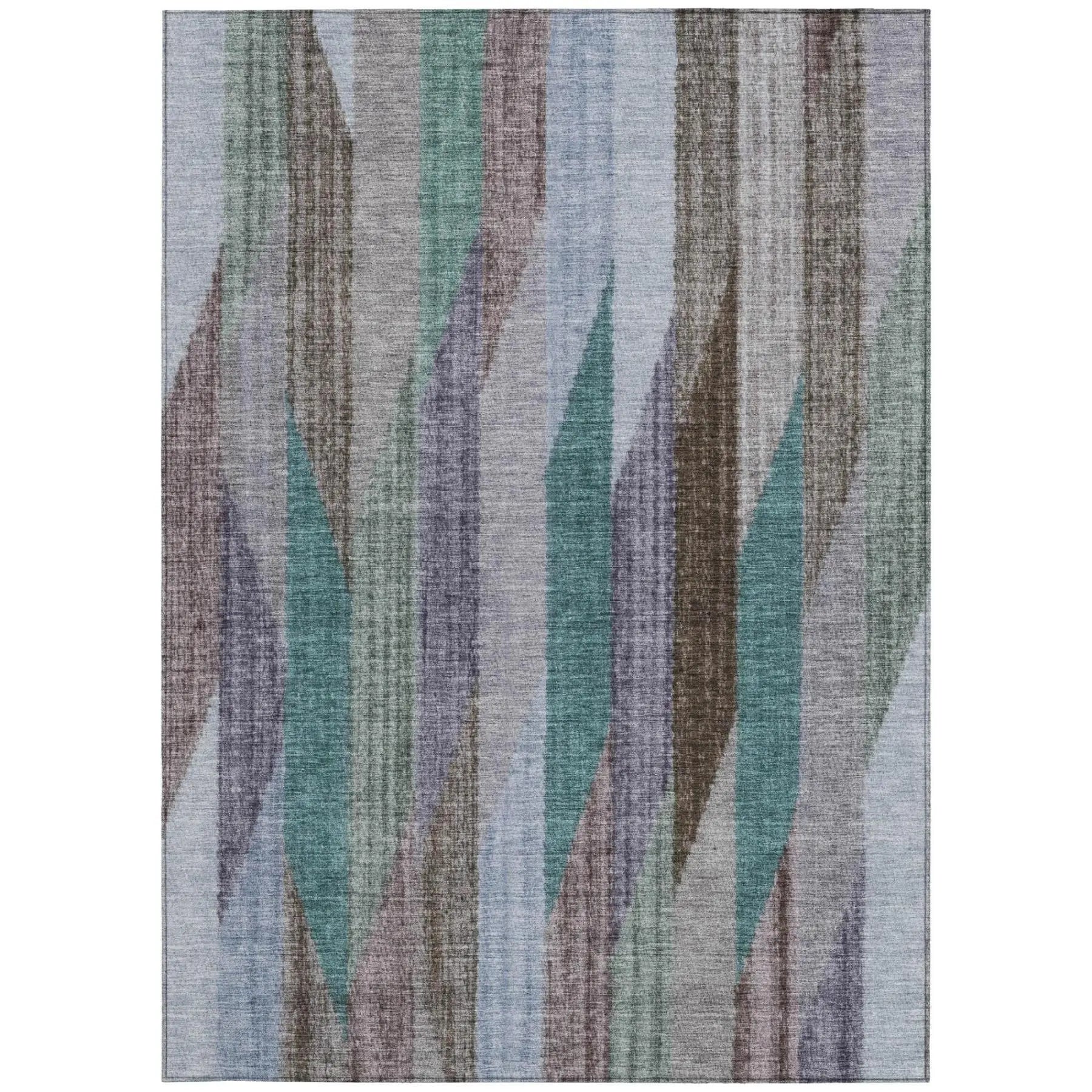 5' X 8' Brown And Gray Striped Washable Indoor Outdoor Area Rug Homeroots Outdoor