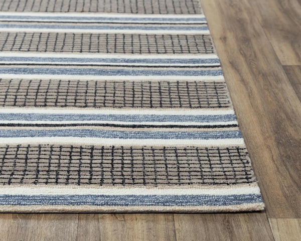 5' X 8' Brown And Gray Wool Striped Hand Tufted Area Rug Homeroots Home Decor