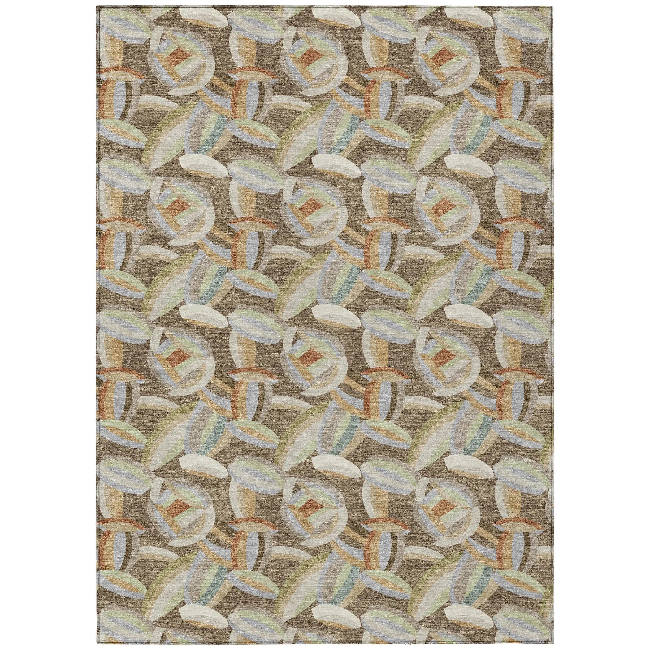 5' X 8' Brown And Ivory Abstract Washable Indoor Outdoor Area Rug Homeroots Outdoor