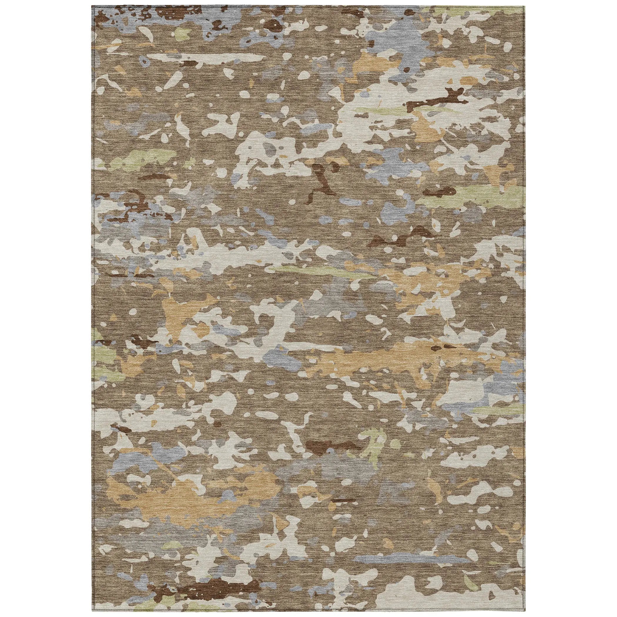 5' X 8' Brown And Ivory Abstract Washable Indoor Outdoor Area Rug Homeroots Outdoor