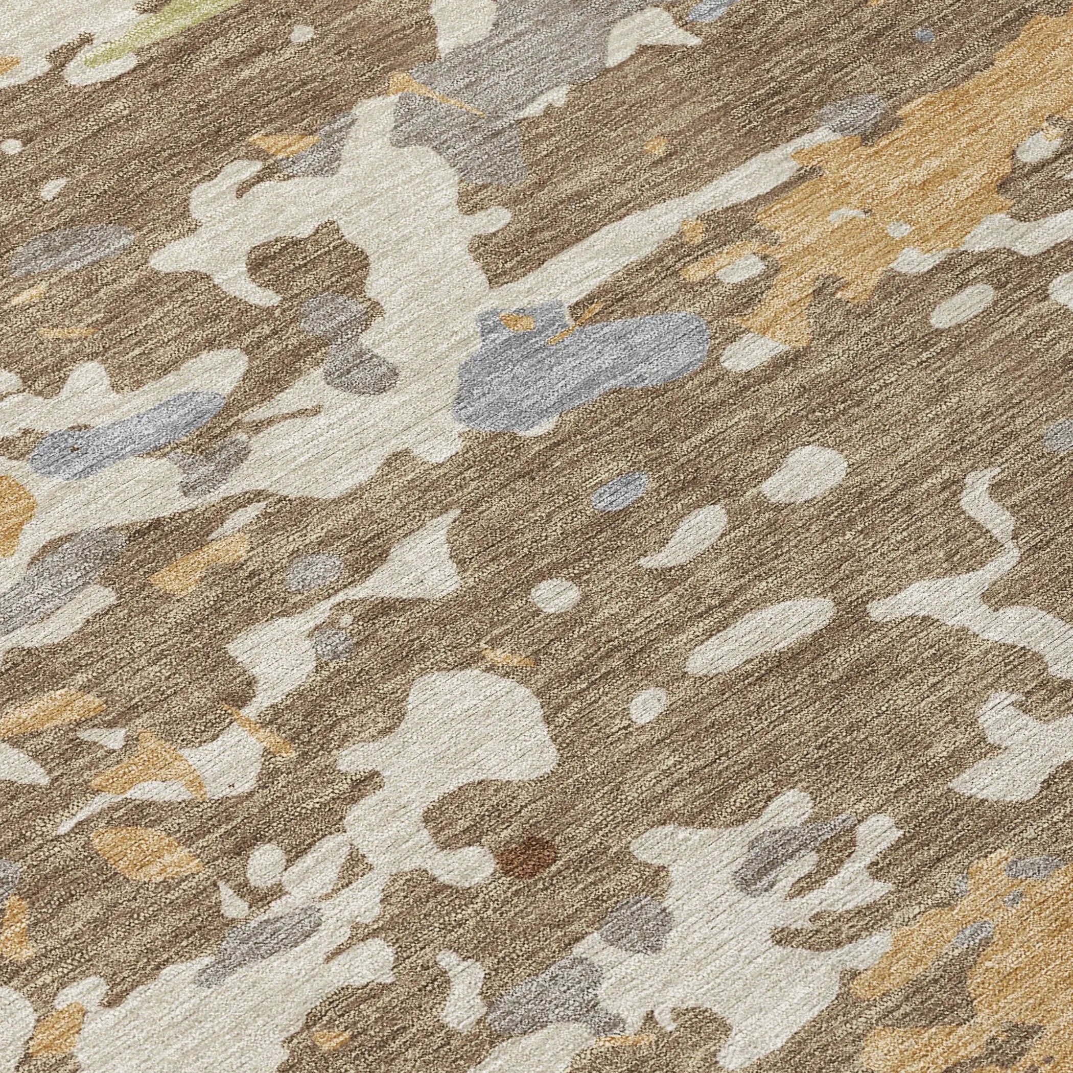 5' X 8' Brown And Ivory Abstract Washable Indoor Outdoor Area Rug Homeroots Outdoor