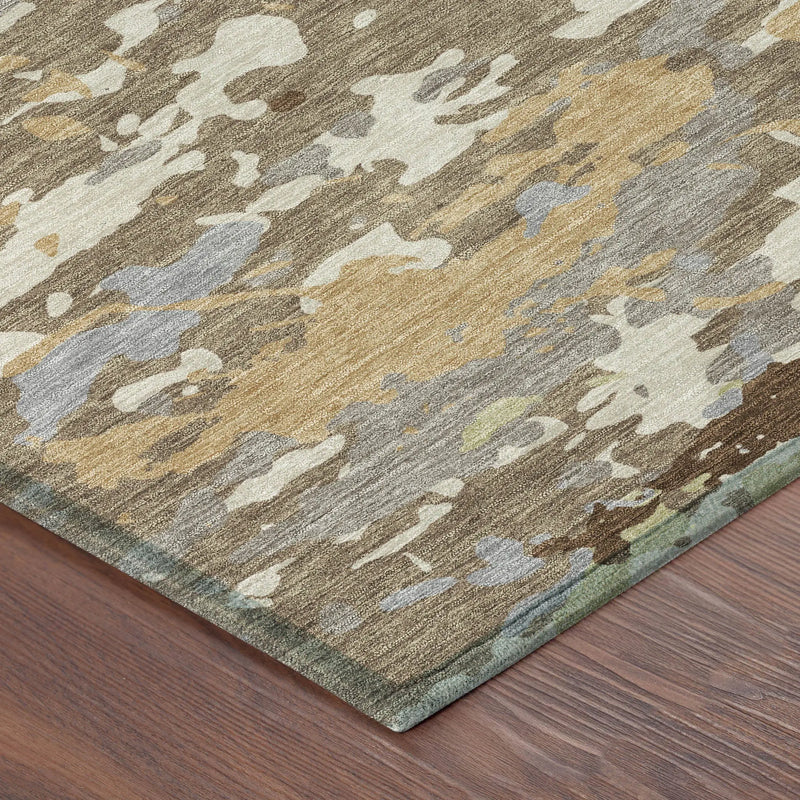 5' X 8' Brown And Ivory Abstract Washable Indoor Outdoor Area Rug Homeroots Outdoor