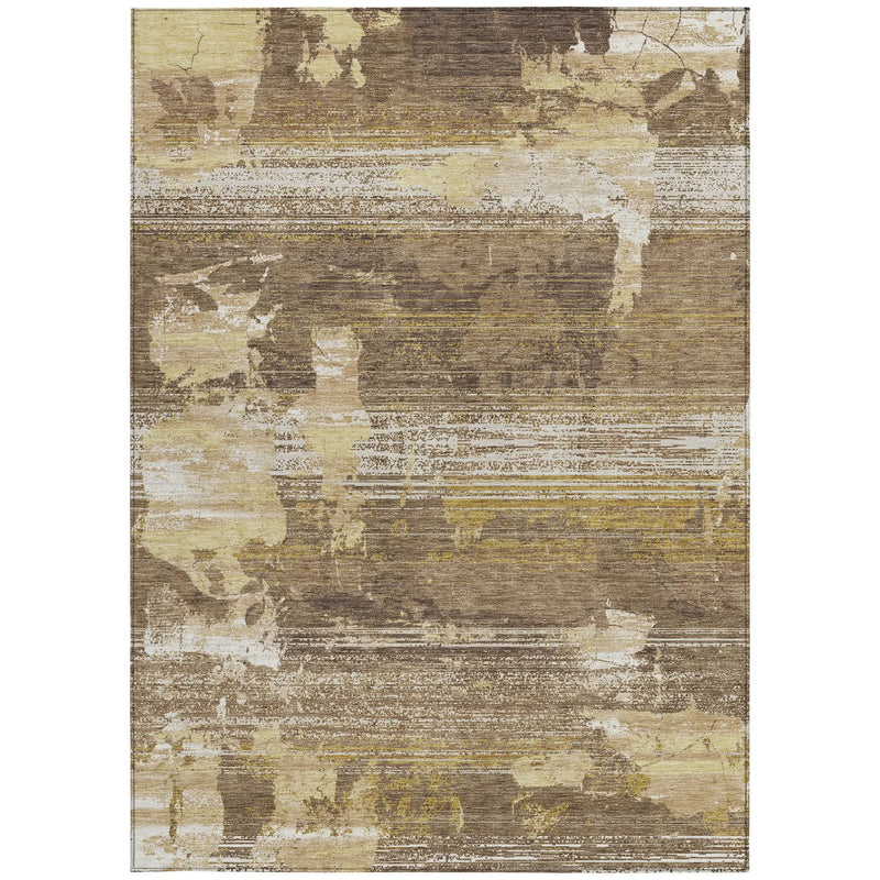 5' X 8' Brown And Khaki Abstract Washable Indoor Outdoor Area Rug Homeroots Outdoor