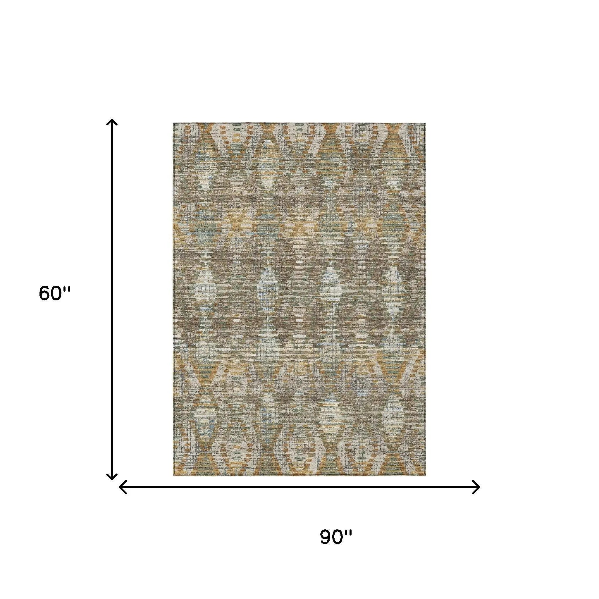 5' X 8' Brown And Khaki Floral Medallion Washable Indoor Outdoor Area Rug Homeroots Outdoor