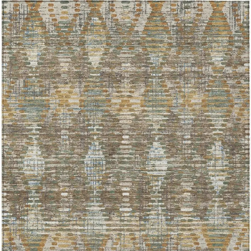 5' X 8' Brown And Khaki Floral Medallion Washable Indoor Outdoor Area Rug Homeroots Outdoor