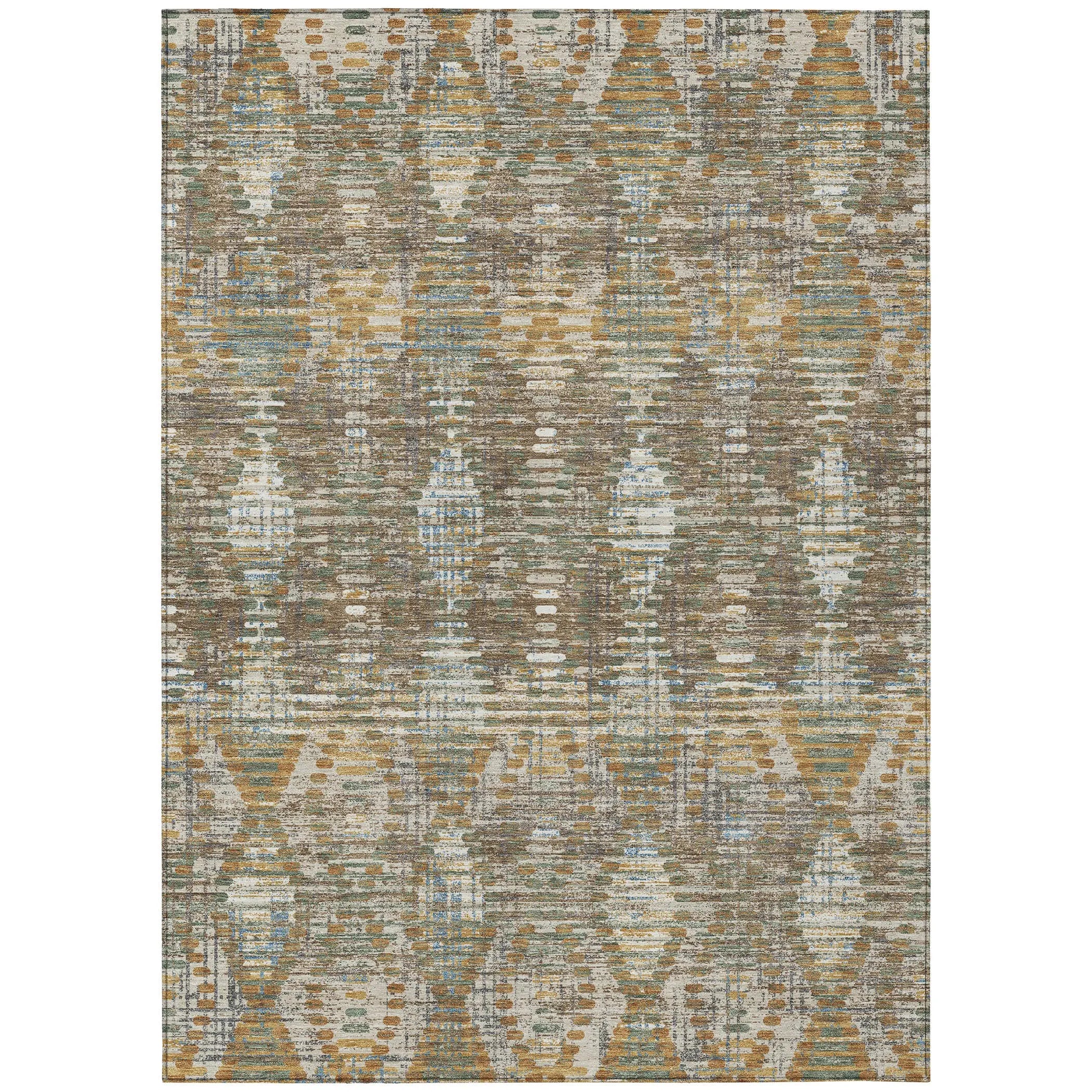 5' X 8' Brown And Khaki Floral Medallion Washable Indoor Outdoor Area Rug Homeroots Outdoor