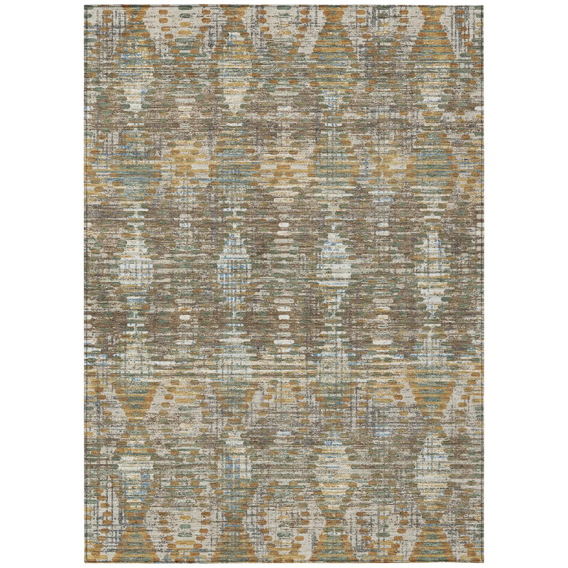 5' X 8' Brown And Khaki Floral Medallion Washable Indoor Outdoor Area Rug Homeroots Outdoor