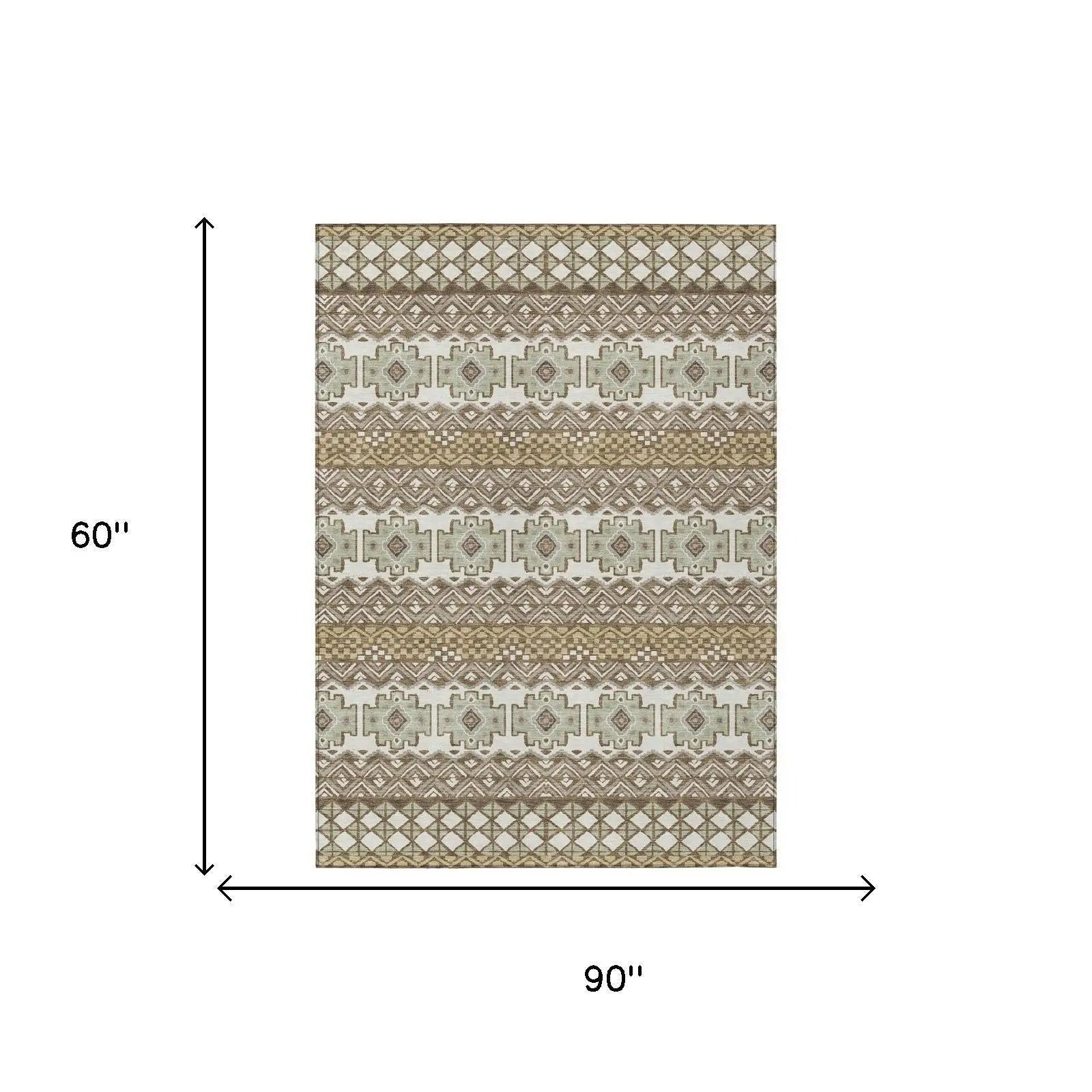 5' X 8' Brown And Khaki Striped Washable Indoor Outdoor Area Rug Homeroots Outdoor
