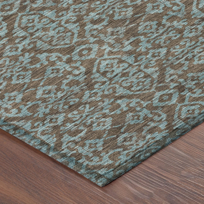 5' X 8' Brown And Linen Oriental Washable Indoor Outdoor Area Rug Homeroots Outdoor