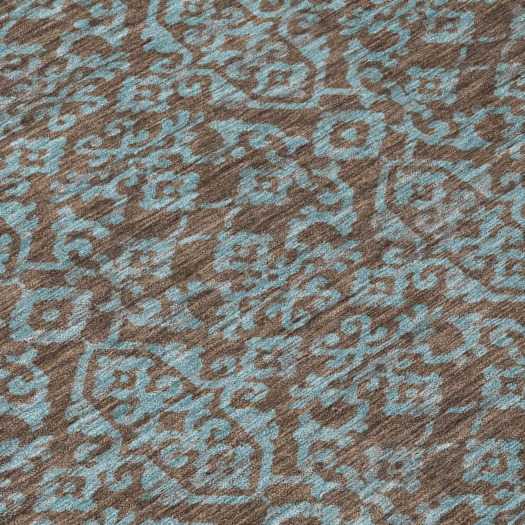 5' X 8' Brown And Linen Oriental Washable Indoor Outdoor Area Rug Homeroots Outdoor