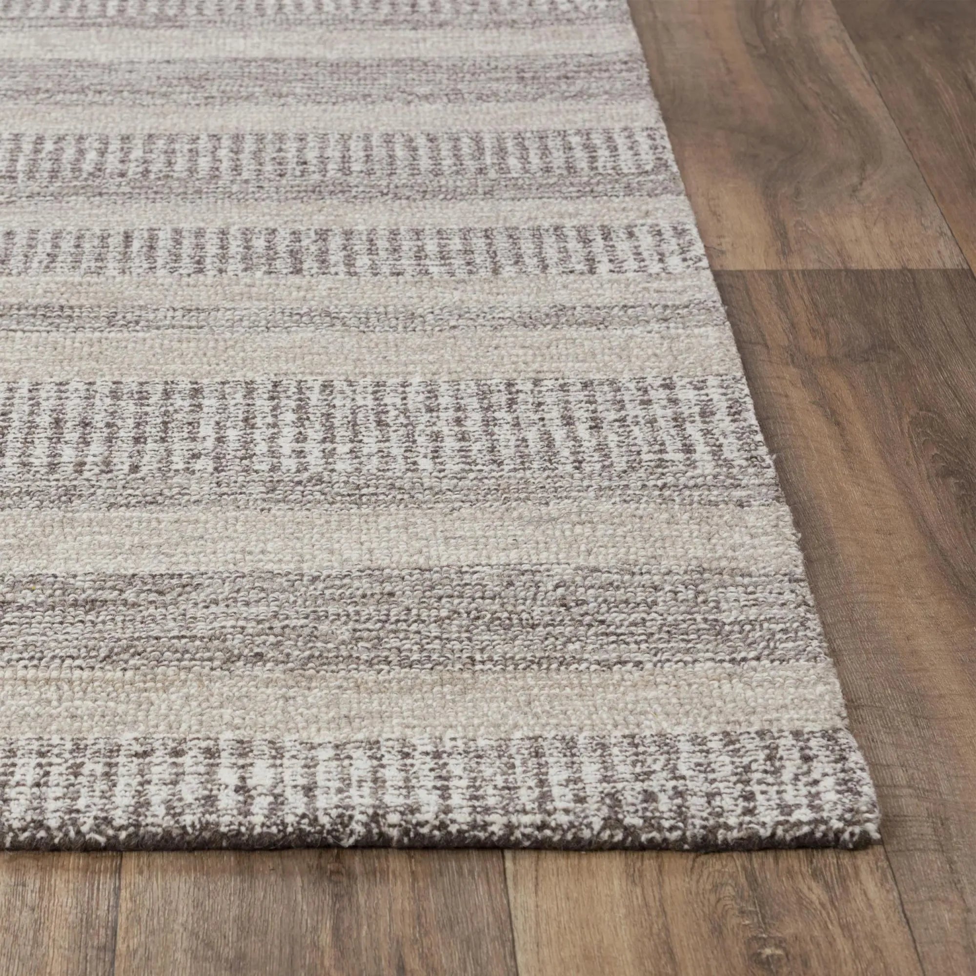 5' X 8' Brown And Natural Wool Striped Hand Tufted Area Rug Homeroots Home Decor