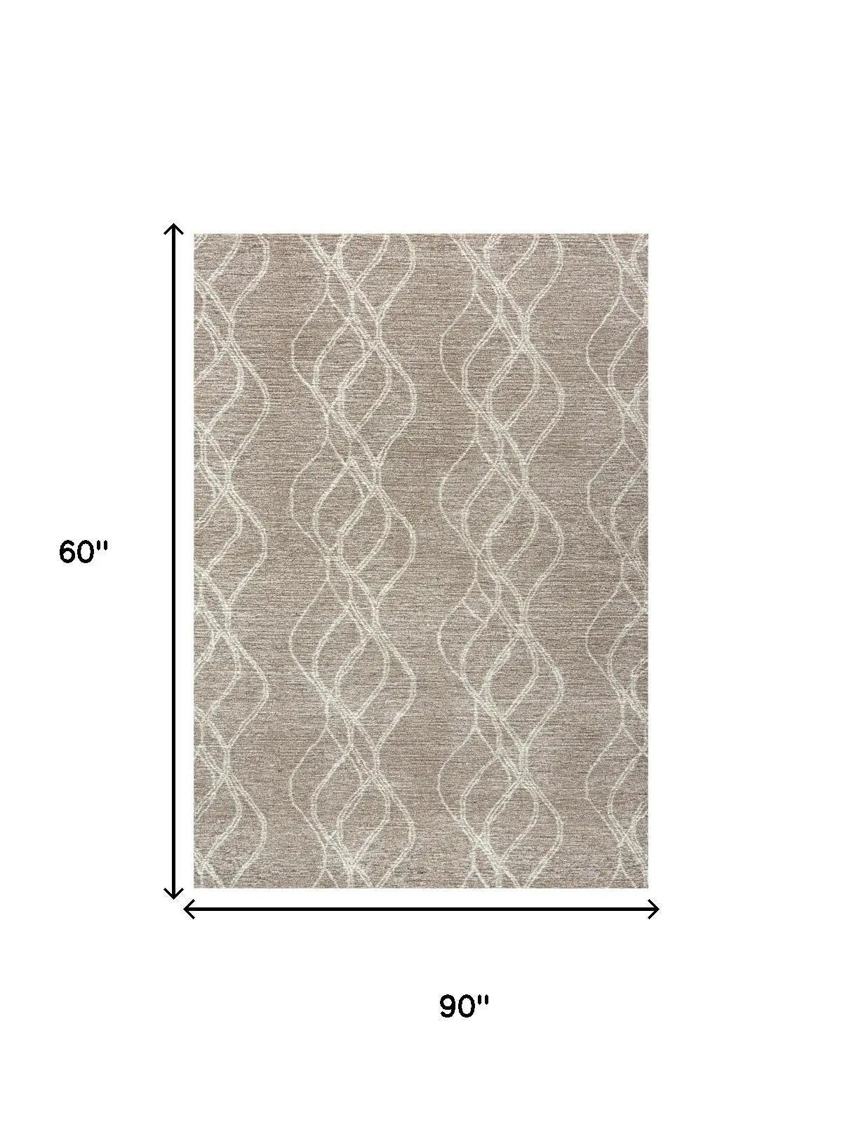 5' X 8' Brown And Natural Wool Trellis Hand Tufted Area Rug Homeroots Home Decor