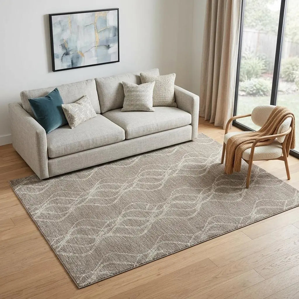 5' X 8' Brown And Natural Wool Trellis Hand Tufted Area Rug Homeroots Home Decor