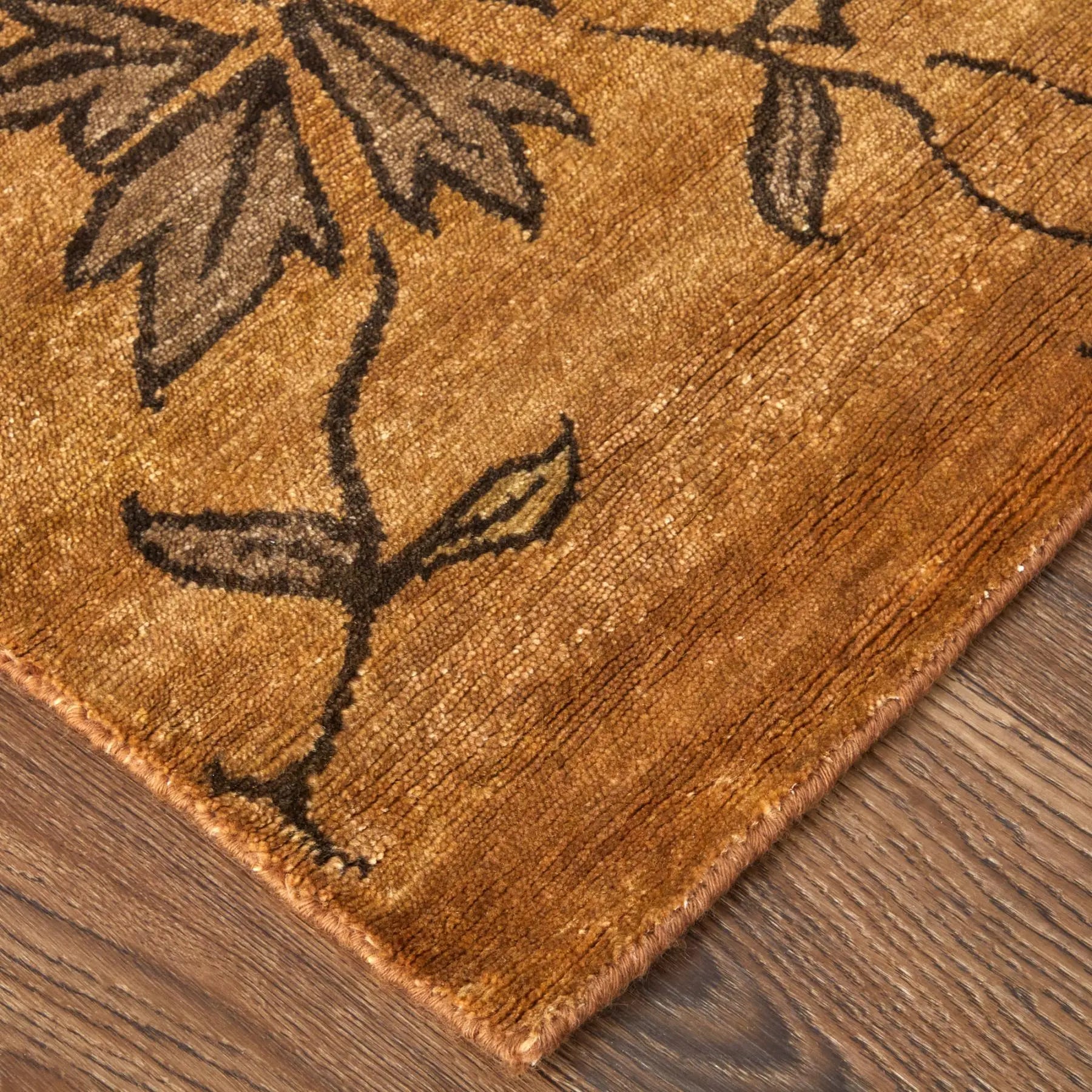 5' X 8' Brown And Orange Wool Floral Hand Knotted Area Rug Homeroots Home Decor