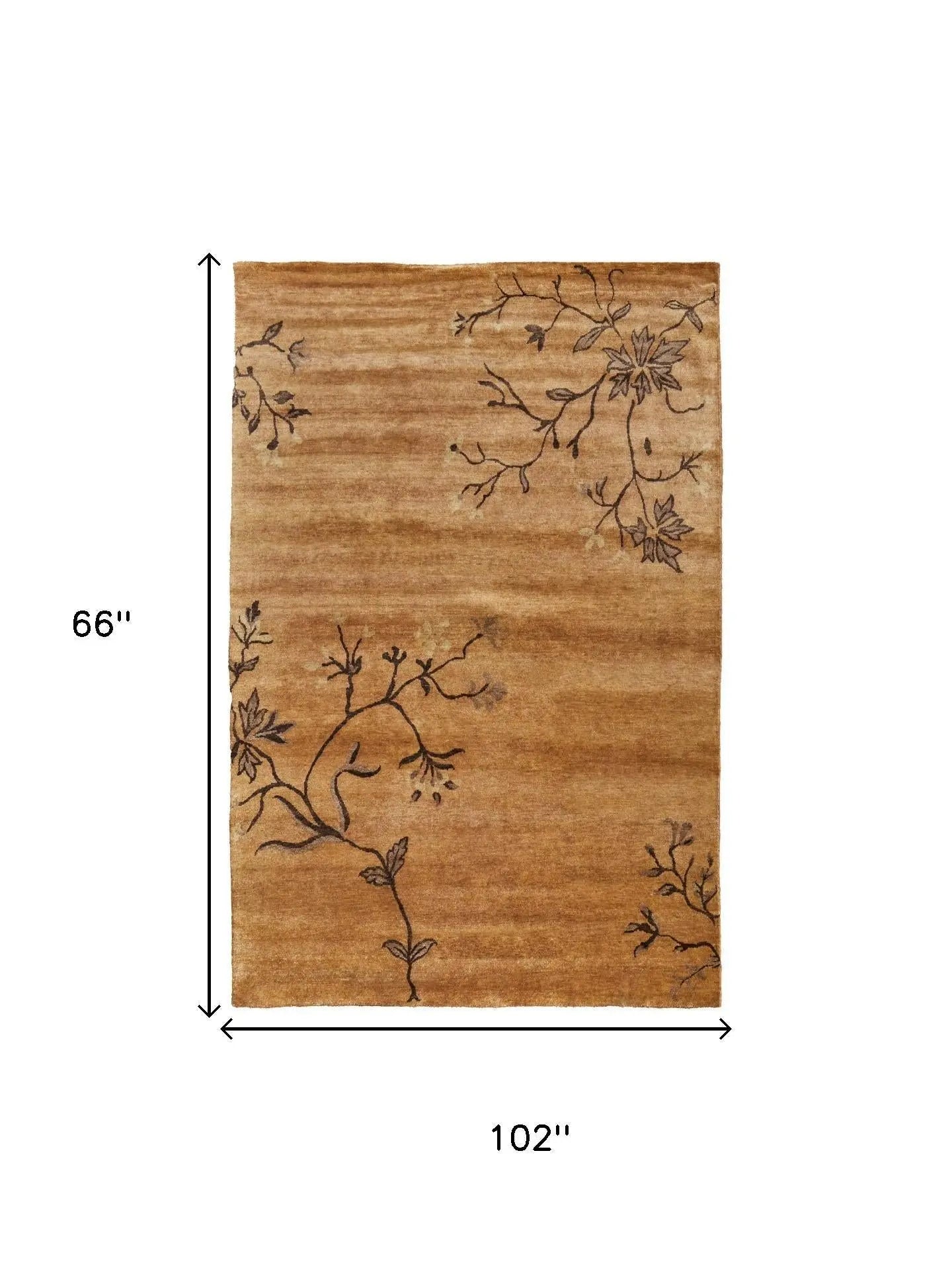 5' X 8' Brown And Orange Wool Floral Hand Knotted Area Rug Homeroots Home Decor