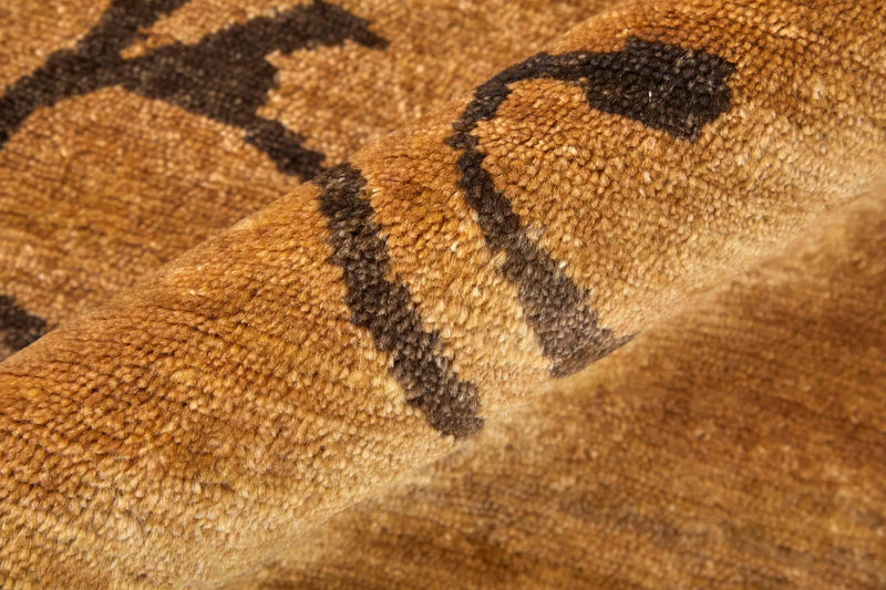 5' X 8' Brown And Orange Wool Floral Hand Knotted Area Rug Homeroots Home Decor