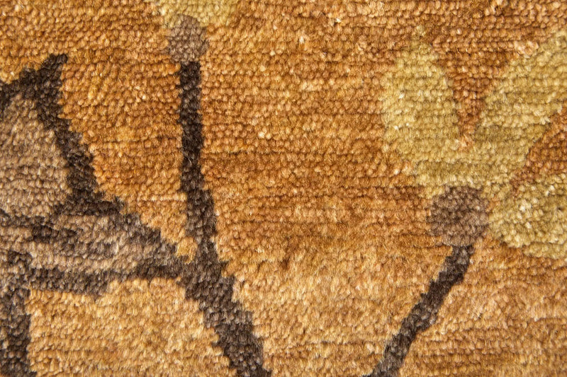 5' X 8' Brown And Orange Wool Floral Hand Knotted Area Rug Homeroots Home Decor