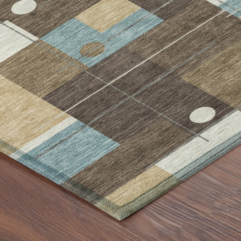 5' X 8' Brown And Pewter Geometric Washable Indoor Outdoor Area Rug Homeroots Outdoor