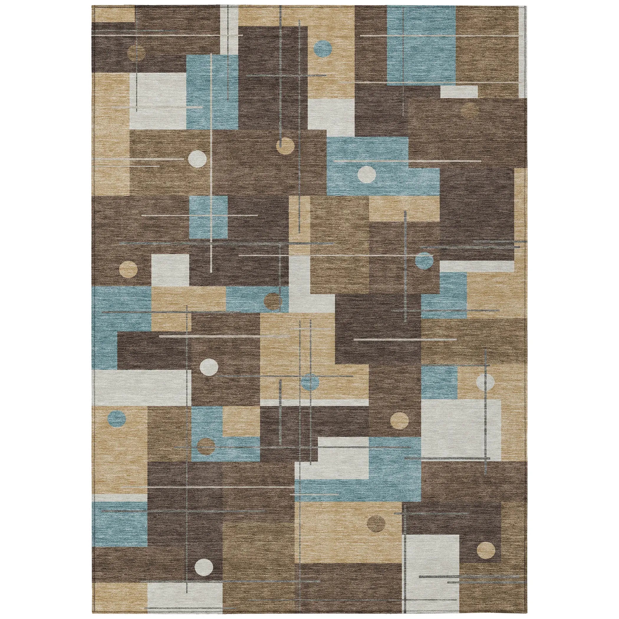 5' X 8' Brown And Pewter Geometric Washable Indoor Outdoor Area Rug Homeroots Outdoor